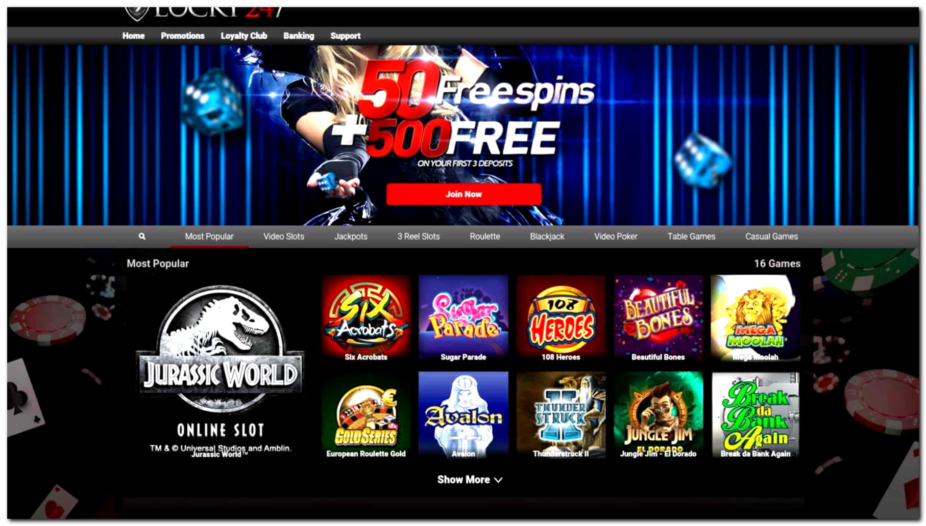 265% Casino match bonus at Mobile Bet Casino