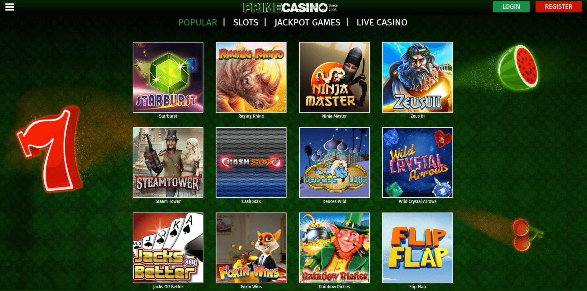 66 free casino spins at Casino Cruise