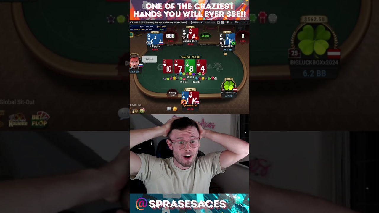 NEBUN 4 WAY ALL IN WITH AK #onlinepoker #poker #ggpoker  #sprasesaces #casino